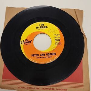 Peter and Gordon Love Me, Baby I Go to Pieces 45 RPM Vinyl Record Vintage